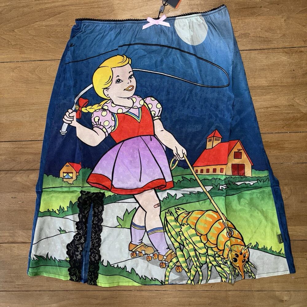 Frank Kozik x Heaven by Marc Jacobs Slip Skirt Storybook Roller Girl Lace NWT SM